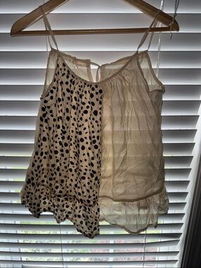 SHEIN Two-Tone Cream and Black Spotted Sheer Cami